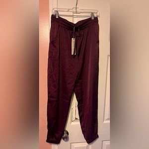 Burgundy satin pants